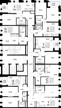 1-к квартира, строящийся дом, 38м2, 10/20 этаж
