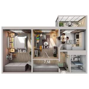 2-к квартира, вторичка, 49м2, 10/19 этаж