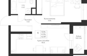 1-к квартира, вторичка, 43м2, 2/23 этаж