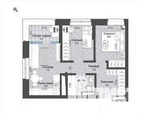 2-к квартира, вторичка, 46м2, 10/22 этаж