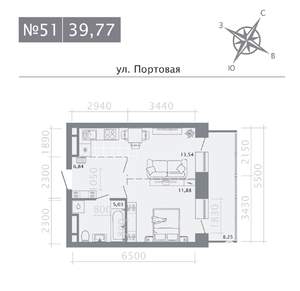 1-к квартира, строящийся дом, 40м2, 7/9 этаж