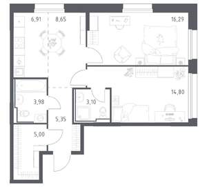2-к квартира, вторичка, 64м2, 19/23 этаж