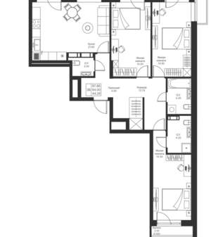 3-к квартира, вторичка, 98м2, 6/24 этаж