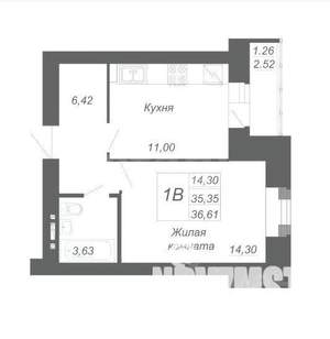 1-к квартира, вторичка, 37м2, 10/19 этаж
