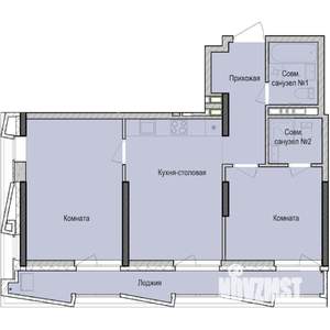 2-к квартира, строящийся дом, 63м2, 6/23 этаж