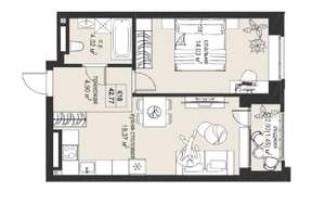 1-к квартира, вторичка, 42м2, 5/5 этаж