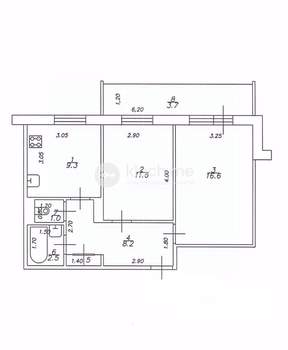 2-к квартира, вторичка, 50м2, 9/9 этаж