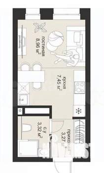 Студия квартира, вторичка, 23м2, 4/6 этаж