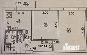 2-к квартира, вторичка, 43м2, 7/9 этаж