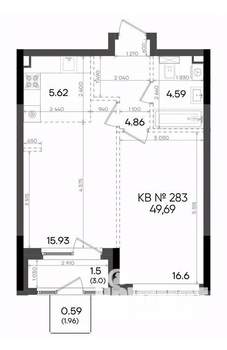 2-к квартира, вторичка, 50м2, 21/23 этаж