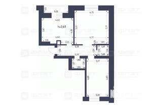 2-к квартира, вторичка, 76м2, 4/5 этаж