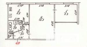 2-к квартира, вторичка, 37м2, 1/5 этаж