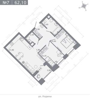 2-к квартира, строящийся дом, 62м2, 2/23 этаж