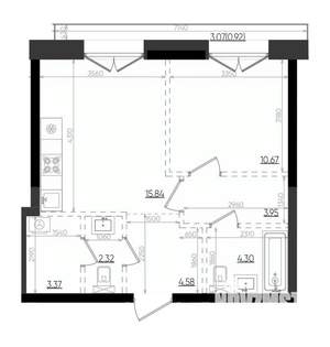 1-к квартира, вторичка, 46м2, 4/19 этаж