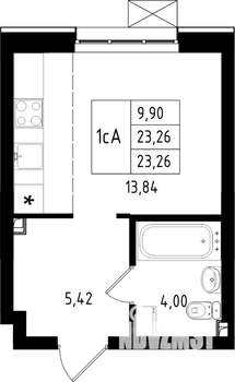 1-к квартира, строящийся дом, 23м2, 11/15 этаж