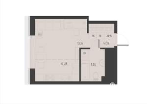 1-к квартира, вторичка, 29м2, 5/6 этаж