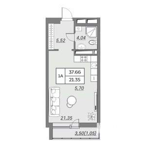 1-к квартира, вторичка, 38м2, 8/9 этаж