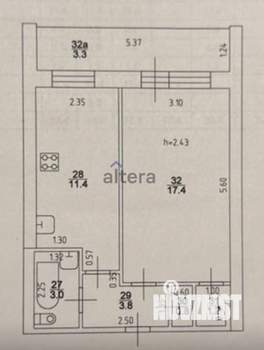 1-к квартира, вторичка, 38м2, 1/9 этаж