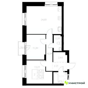 2-к квартира, вторичка, 71м2, 5/8 этаж