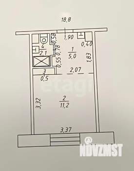 Студия квартира, вторичка, 19м2, 5/5 этаж
