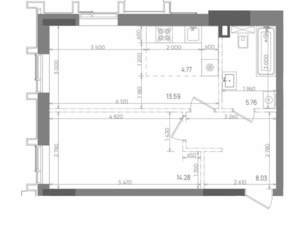 2-к квартира, строящийся дом, 46м2, 9/22 этаж