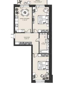 2-к квартира, вторичка, 74м2, 2/4 этаж
