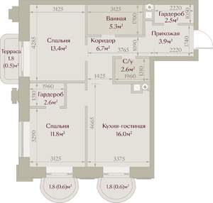 2-к квартира, вторичка, 66м2, 2/8 этаж