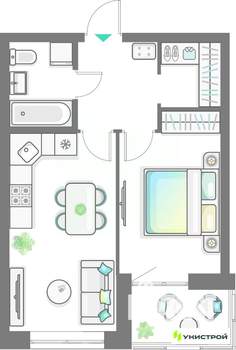 1-к квартира, вторичка, 42м2, 9/10 этаж