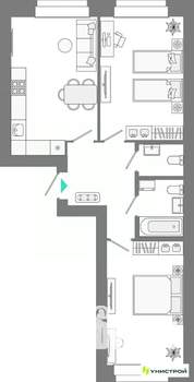 2-к квартира, вторичка, 61м2, 2/10 этаж