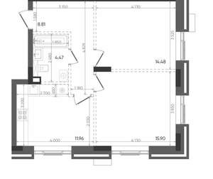 2-к квартира, строящийся дом, 56м2, 7/22 этаж