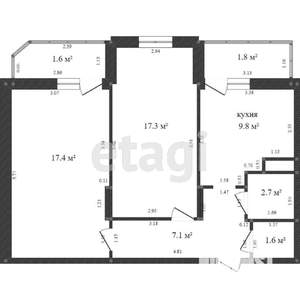 2-к квартира, вторичка, 73м2, 1/4 этаж