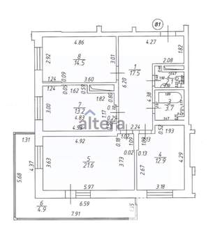 3-к квартира, вторичка, 86м2, 18/24 этаж