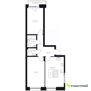 2-к квартира, вторичка, 69м2, 6/8 этаж