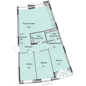 3-к квартира, строящийся дом, 88м2, 2/14 этаж