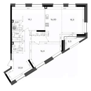 2-к квартира, вторичка, 103м2, 8/15 этаж