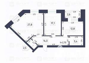 2-к квартира, вторичка, 80м2, 5/9 этаж