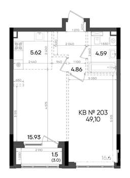 2-к квартира, вторичка, 49м2, 11/23 этаж