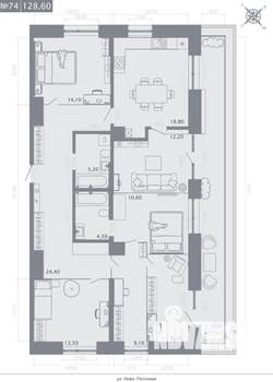 4-к квартира, строящийся дом, 129м2, 7/8 этаж