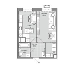 1-к квартира, вторичка, 41м2, 7/25 этаж