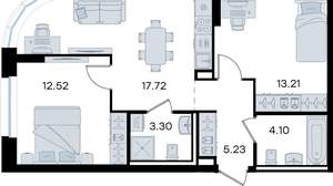 2-к квартира, вторичка, 56м2, 1/10 этаж