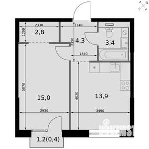 1-к квартира, вторичка, 40м2, 8/20 этаж