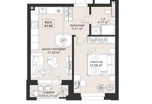 1-к квартира, вторичка, 41м2, 4/4 этаж