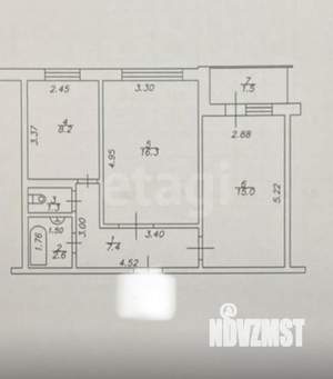 2-к квартира, вторичка, 50м2, 9/9 этаж
