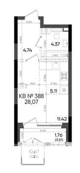Студия квартира, вторичка, 28м2, 9/23 этаж