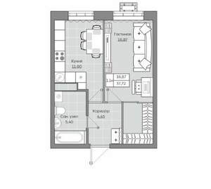 1-к квартира, вторичка, 38м2, 10/19 этаж