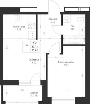 1-к квартира, вторичка, 35м2, 4/23 этаж
