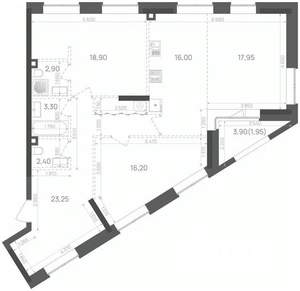 2-к квартира, вторичка, 103м2, 3/15 этаж