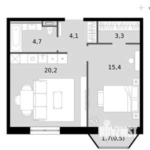 2-к квартира, вторичка, 48м2, 13/14 этаж