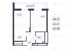 2-к квартира, сданный дом, 46м2, 14/19 этаж