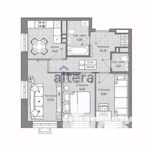 3-к квартира, вторичка, 57м2, 4/19 этаж